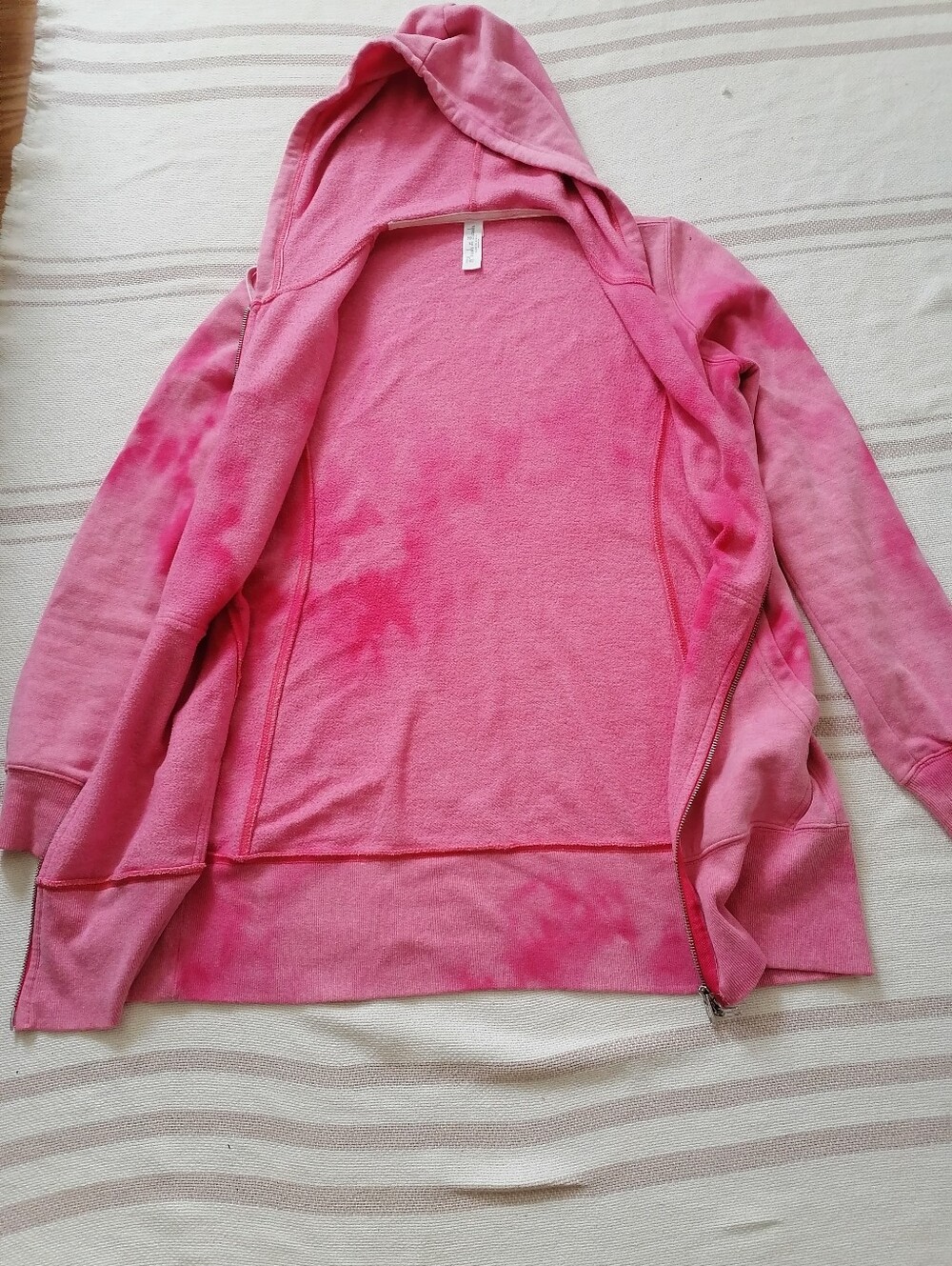 Pink Tie-Dye bleached Zip-Up Hoodie tunic - Picture 6 of 11